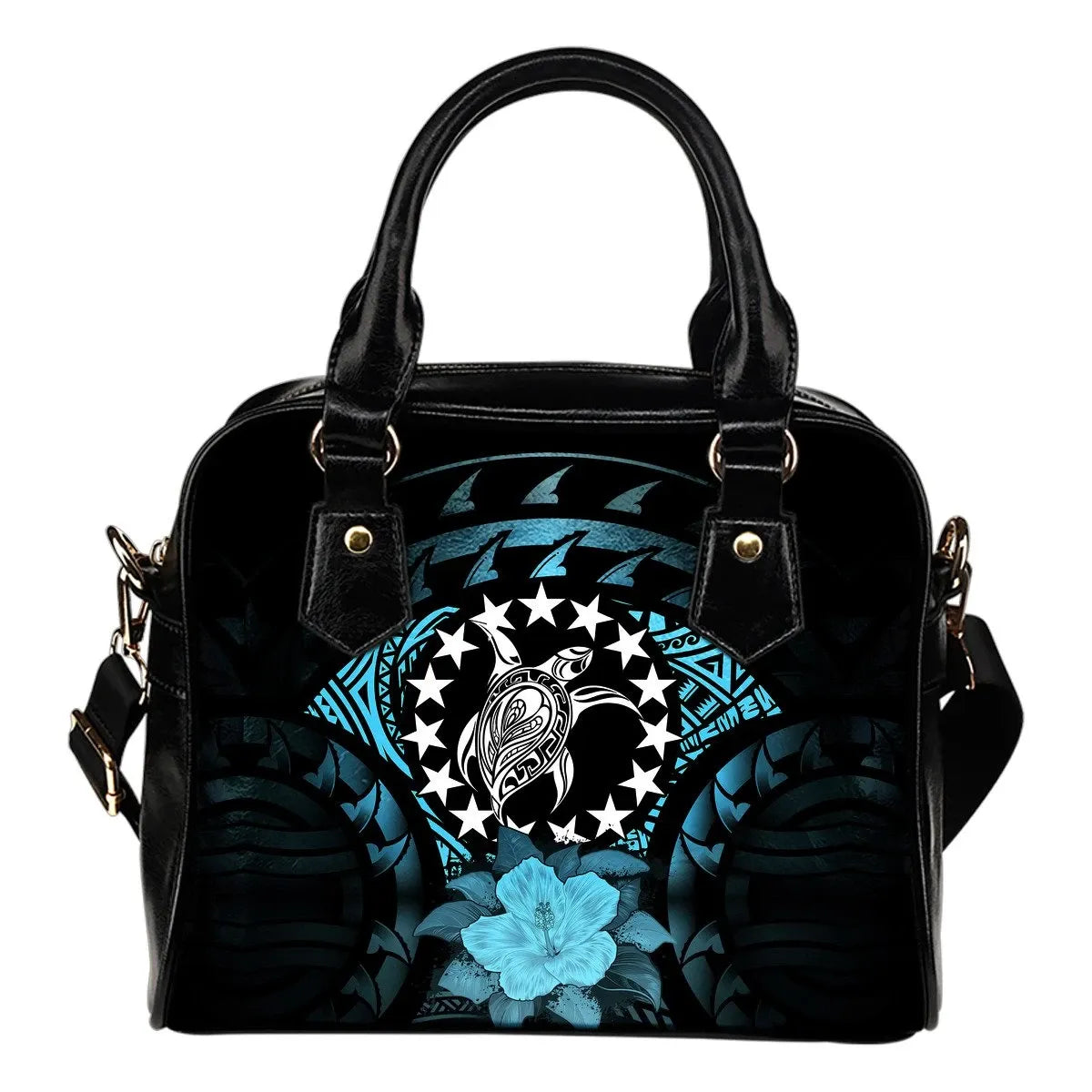 Cook Islands Shoulder Handbag Turquoise Hibiscus