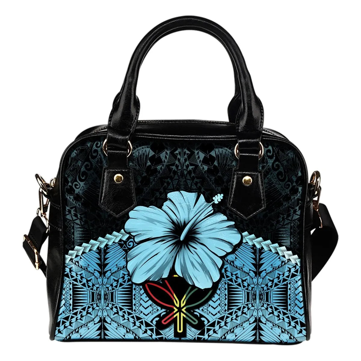 Hawaii Shoulder Handbag Hibiscus Turquoise