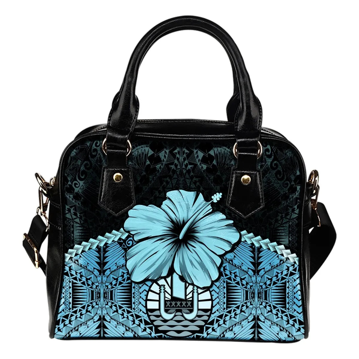 Tahiti Shoulder Handbag Hibiscus Turquoise