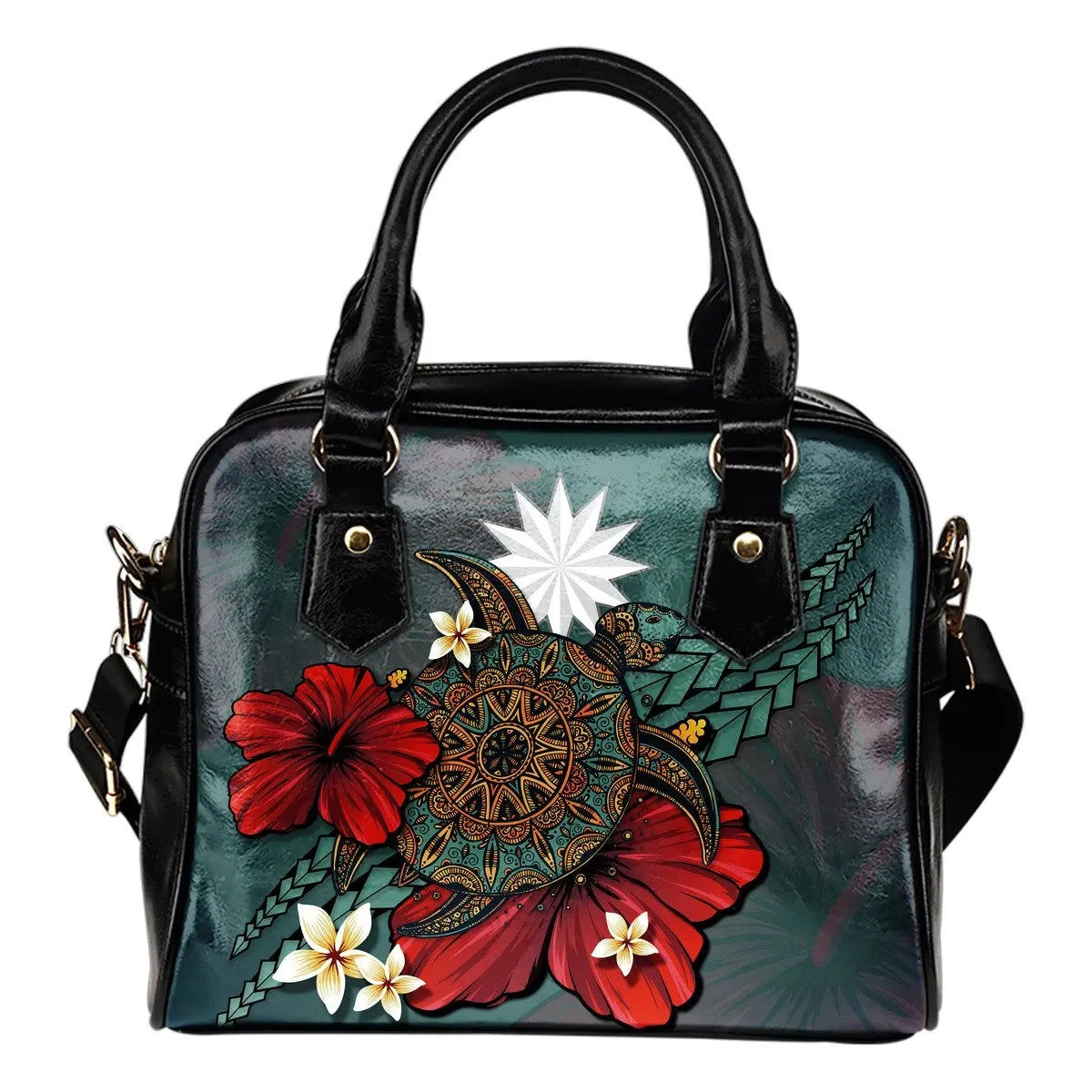 Nauru Shoulder Handbag Blue Turtle Tribal