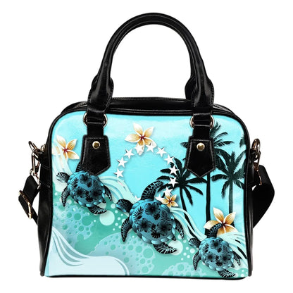 Cook Islands Shoulder Handbag Blue Turtle Hibiscus