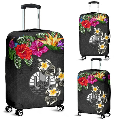 Tahiti Luggage Covers Hibiscus Turtle Tattoo Gray