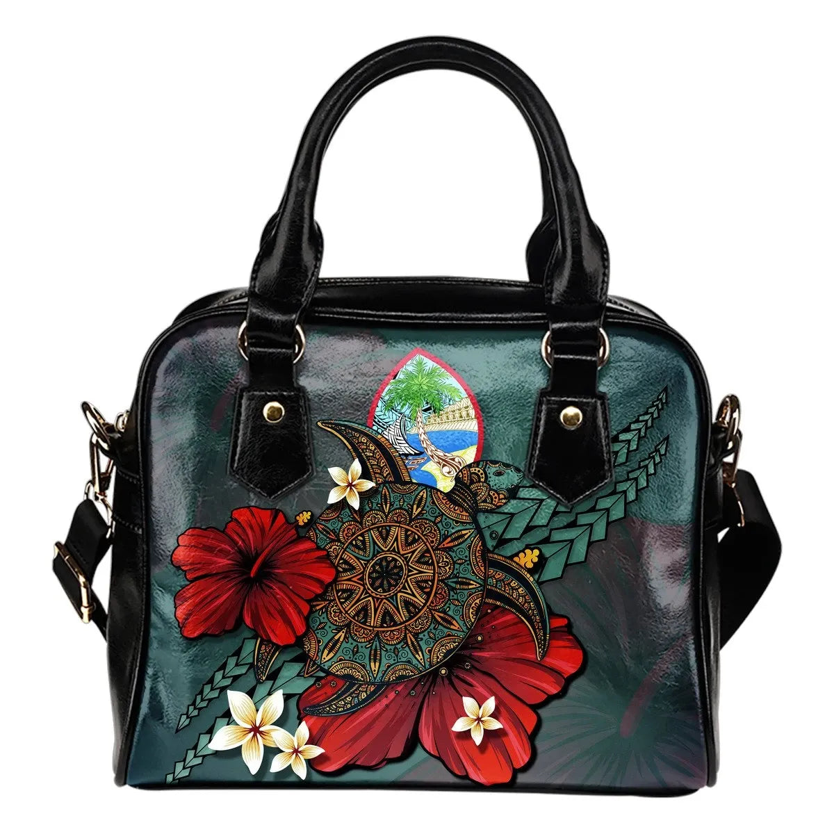 Guam Shoulder Handbag Blue Turtle Tribal
