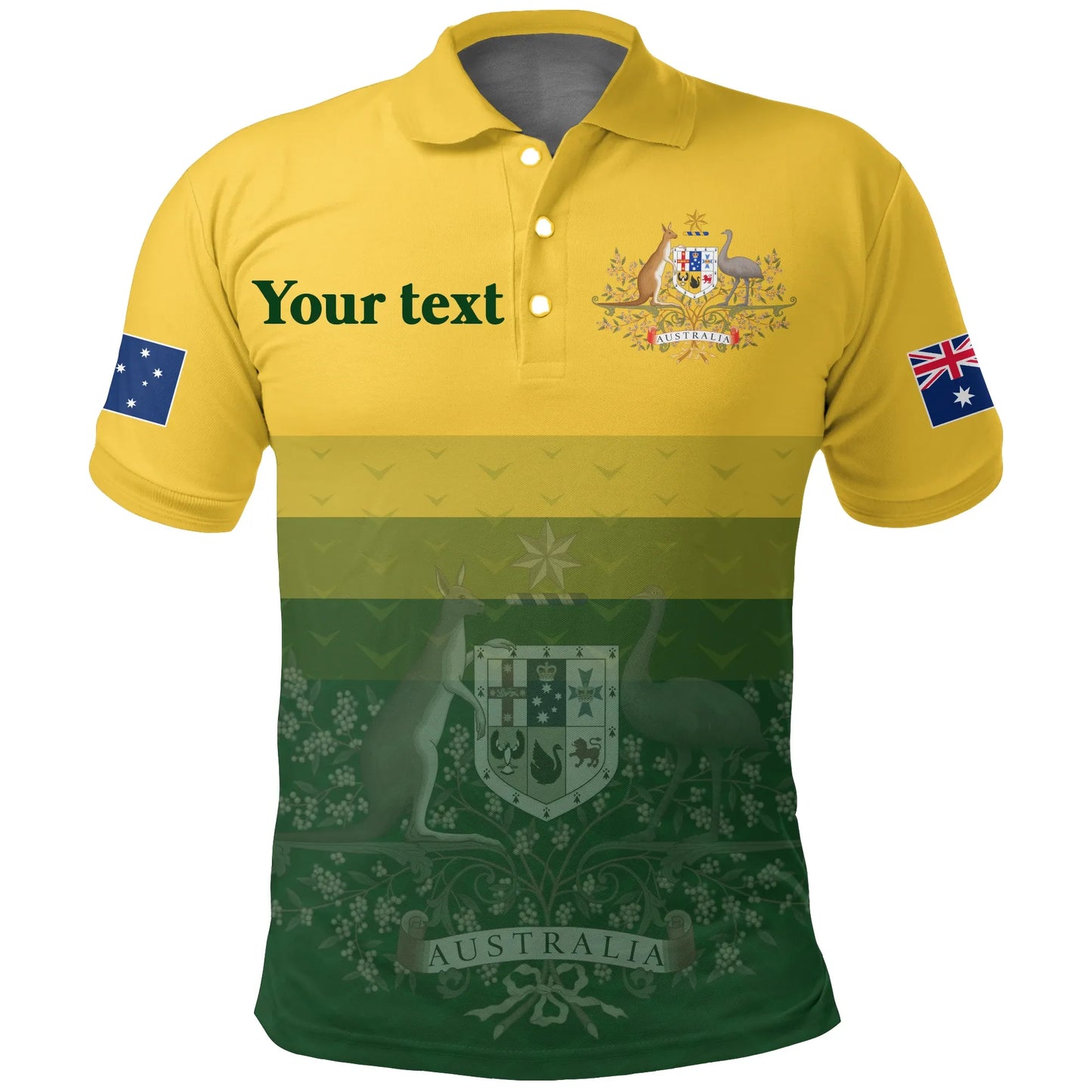 Custom Australia Polo Shirt, Australia Coat Of Arms Radiant Color