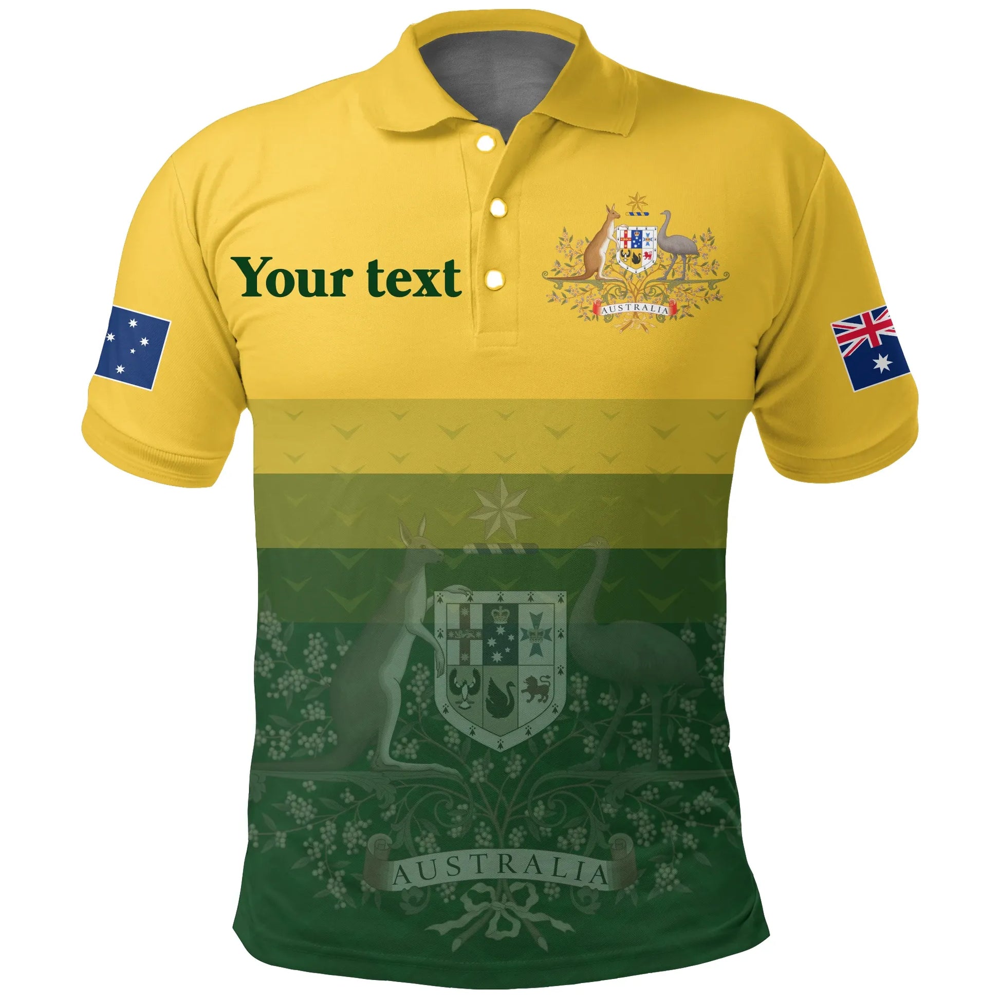 Custom Australia Polo Shirt, Australia Coat Of Arms Radiant Color