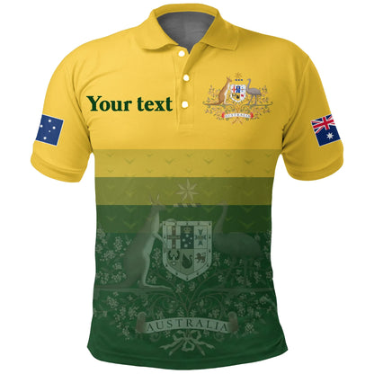 Custom Australia Polo Shirt, Australia Coat Of Arms Radiant Color