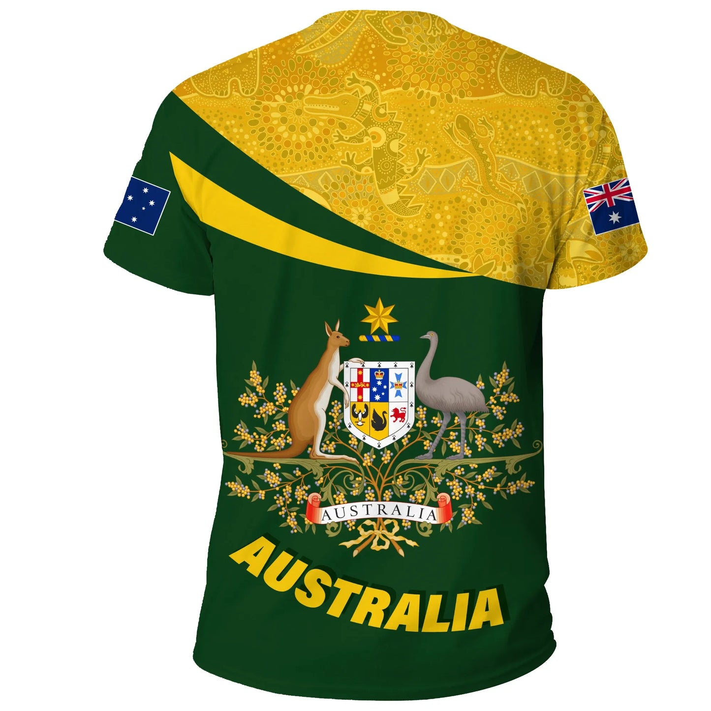 Australia T Shirt, Australia Round Kangaroo Aboriginal Green