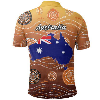 Australia Polo Shirt Map Kangaroo Aboriginal