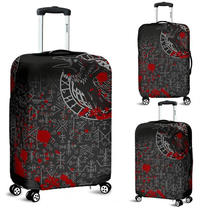 Vikings Luggage Covers Ravens and Vegvisir Tattoo Style Blood