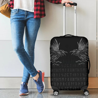 Vikings Luggage Covers Odin's Ravens Tattoo Style