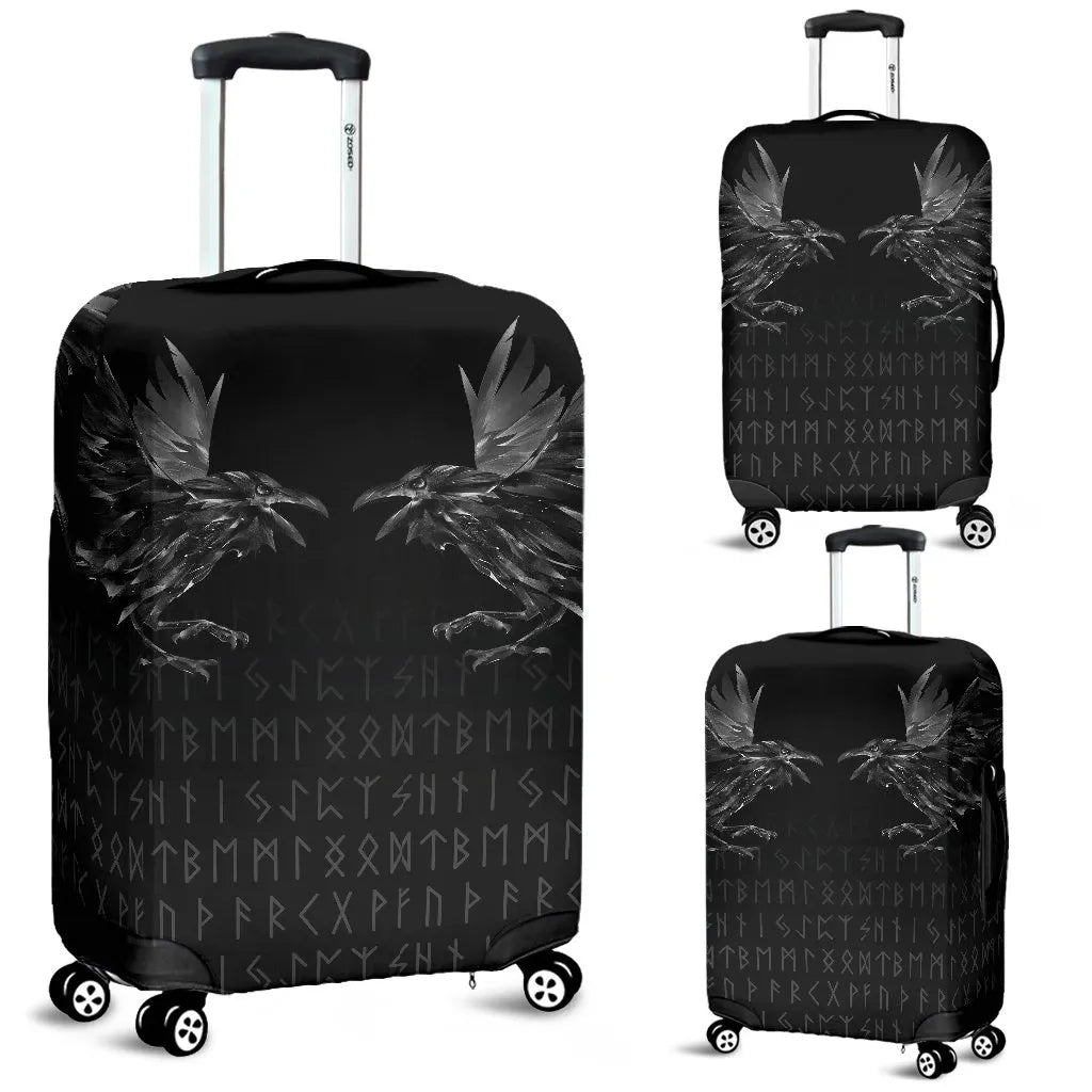 Vikings Luggage Covers Odin's Ravens Tattoo Style