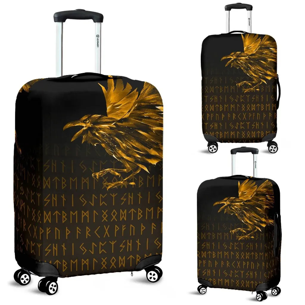 Vikings Luggage Covers Raven Tattoo Style Gold