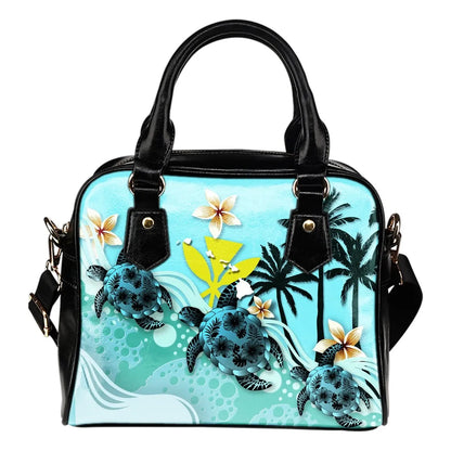 Hawaii Shoulder Handbag Blue Turtle Hibiscus