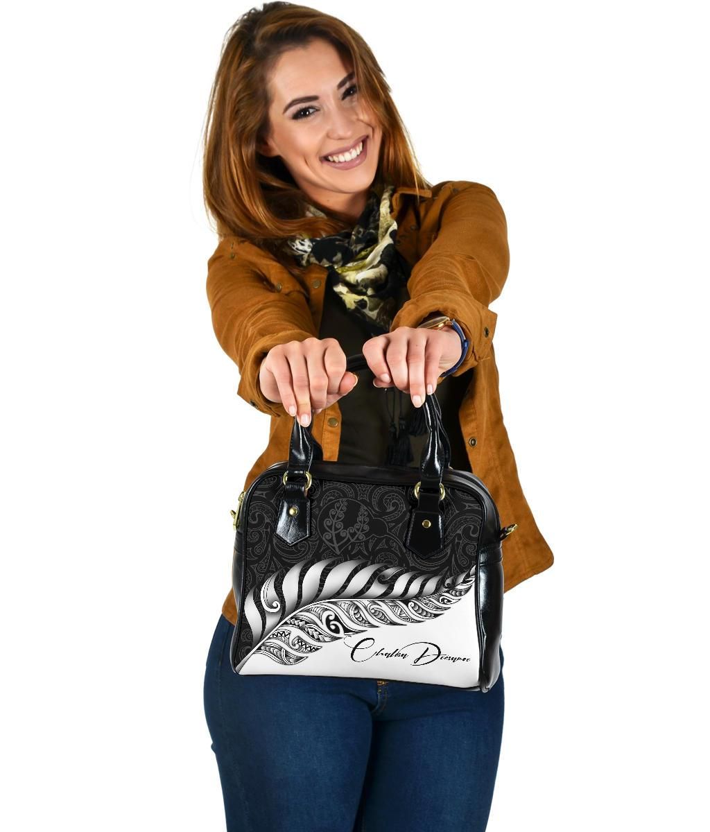 Custom Chalisa Deesamoe New Zealand Shoulder Handbag Silver Fern Kiwi Personal Signature