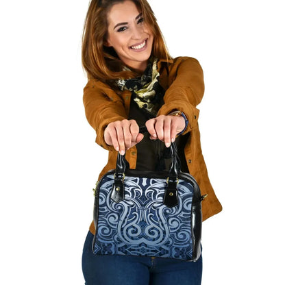 Maori Blue Pattern Shoulder Handbag