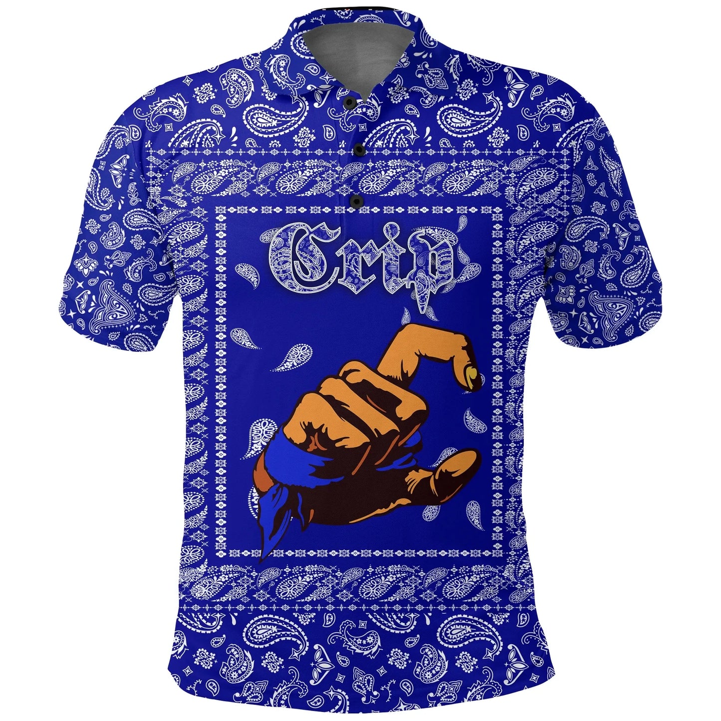 Crips Gang Bulldog Polo Shirt Blue Bandana Pattern Printed Shirt