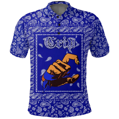 Crips Gang Bulldog Polo Shirt Blue Bandana Pattern Printed Shirt