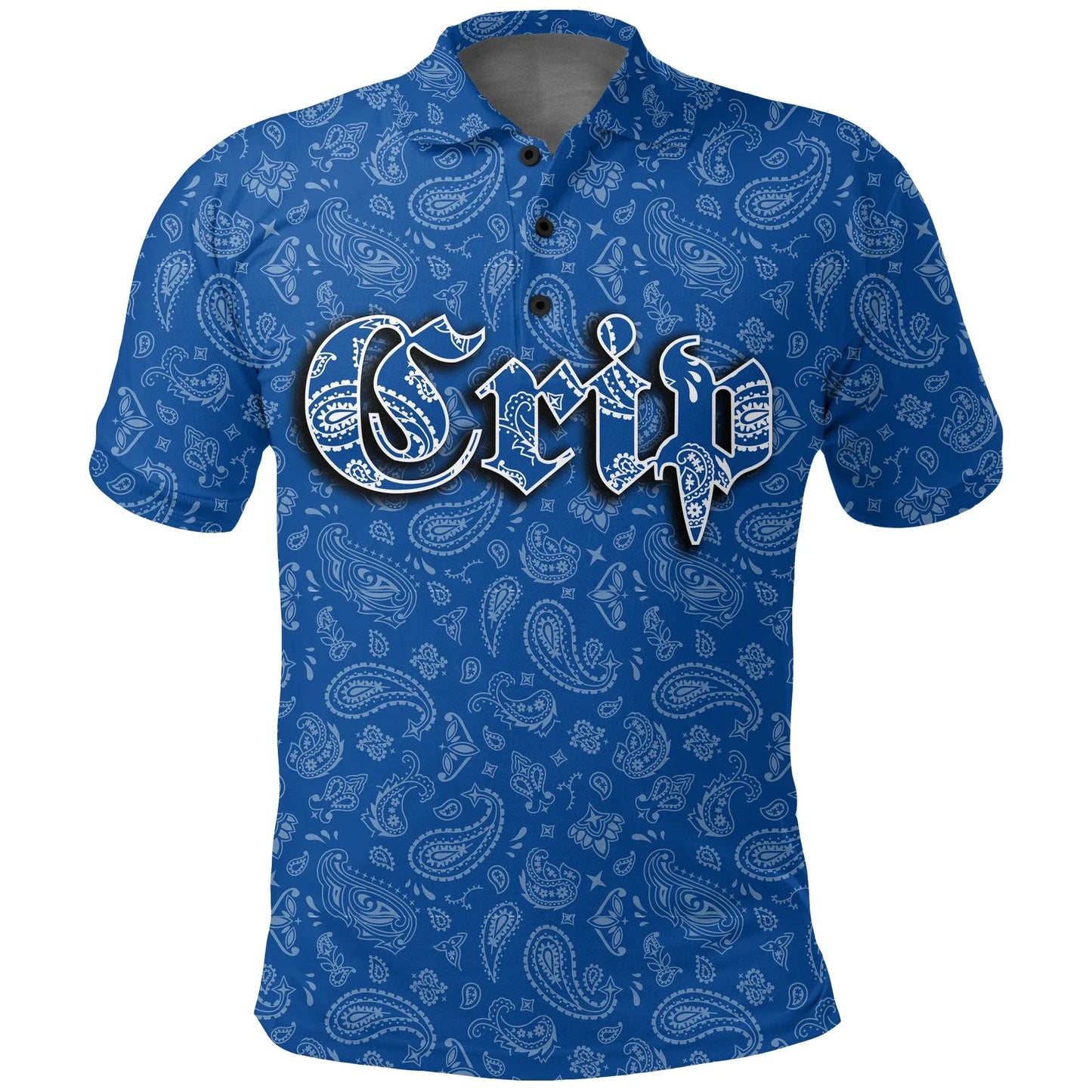 Crips Gang Polo Shirt Paisley Blue Pattern Printed Shirt