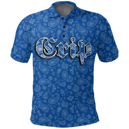 Crips Gang Polo Shirt Paisley Blue Pattern Printed Shirt