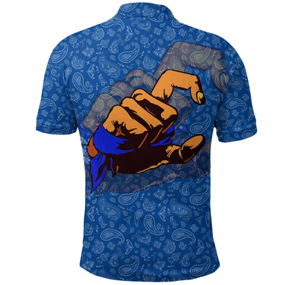 Crips Gang Polo Shirt Paisley Blue Pattern Printed Shirt