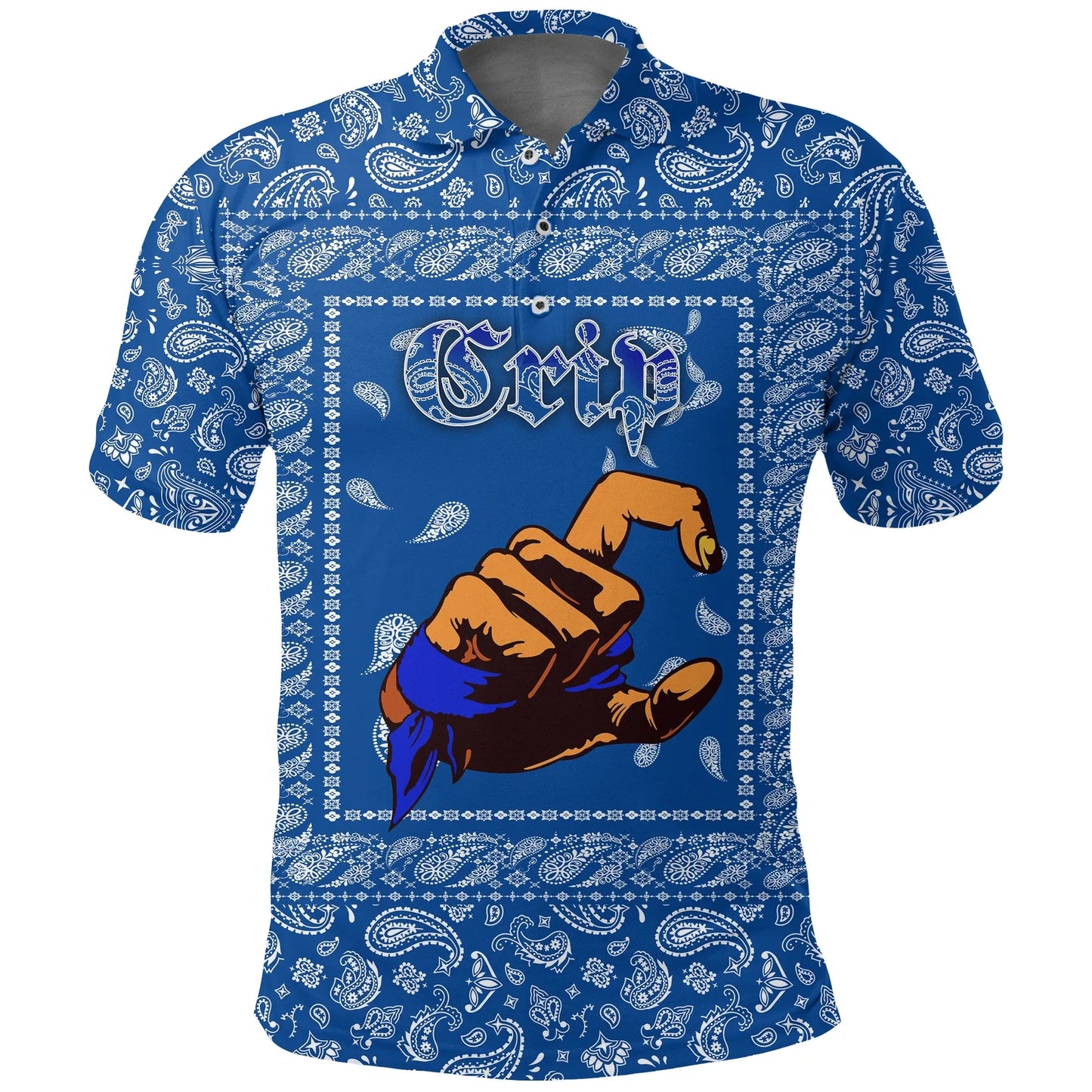 Crips Girl Polo Shirt Blue Bandana Printed Shirt