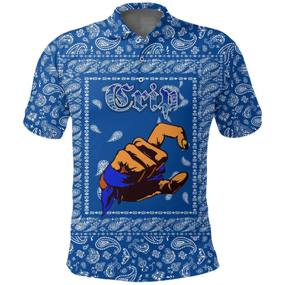Crips Girl Polo Shirt Blue Bandana Printed Shirt