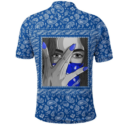 Crips Girl Polo Shirt Blue Bandana Printed Shirt