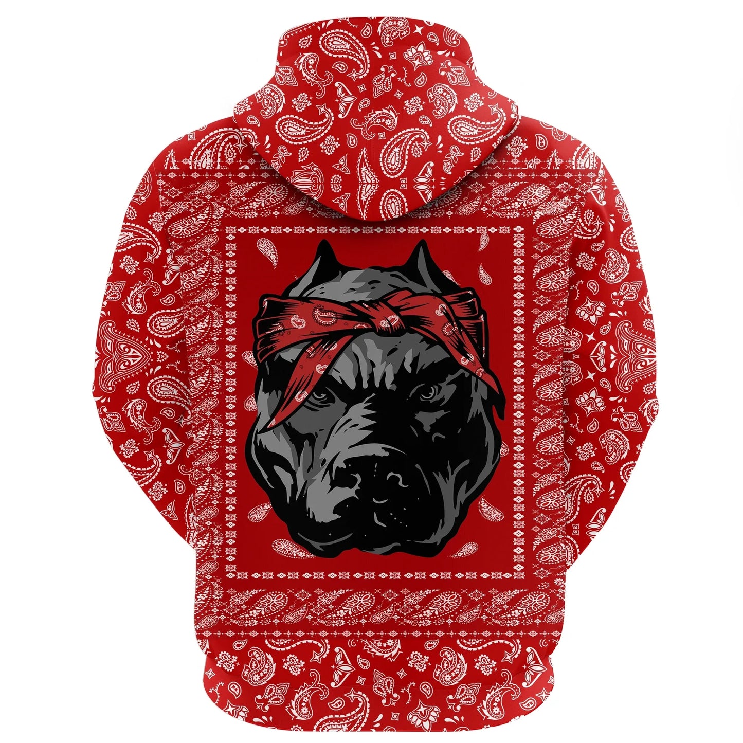 Blood Gang Bulldog Hoodie Red Paisley Pattern Zip Hoodie