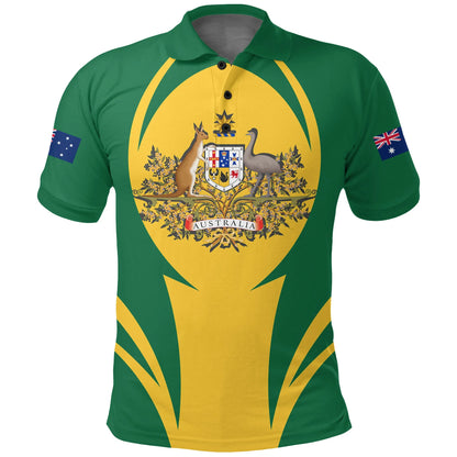 Australia Polo Shirt Action Flag Green