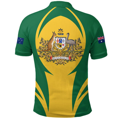 Australia Polo Shirt Action Flag Green