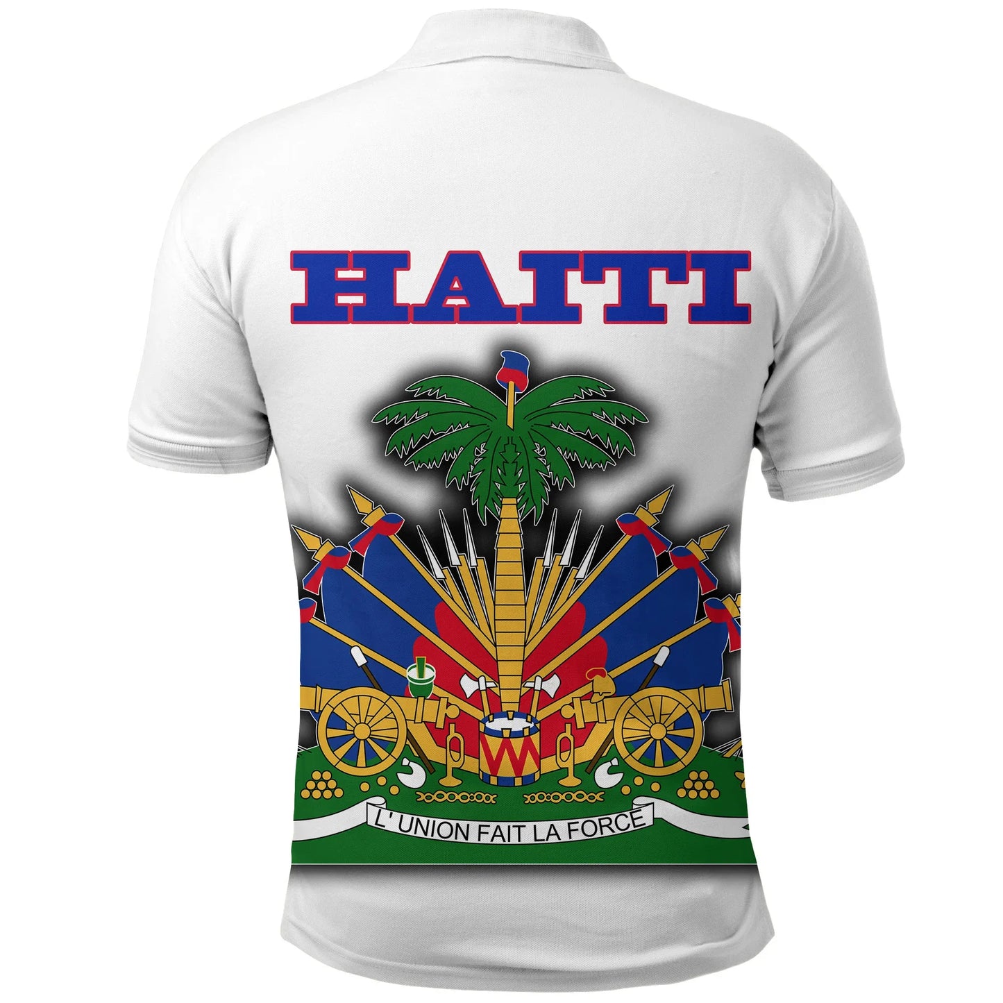 Haiti Polo Shirt Flag With Coat Of Arm White