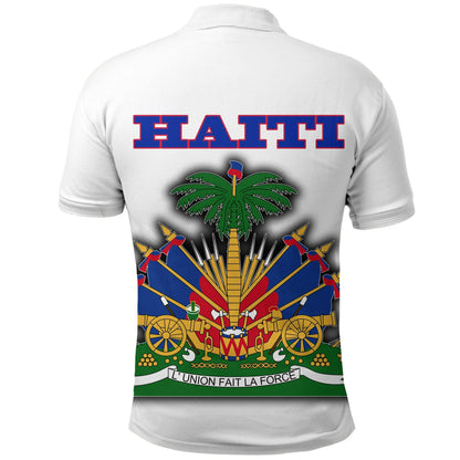 Haiti Polo Shirt Flag With Coat Of Arm White