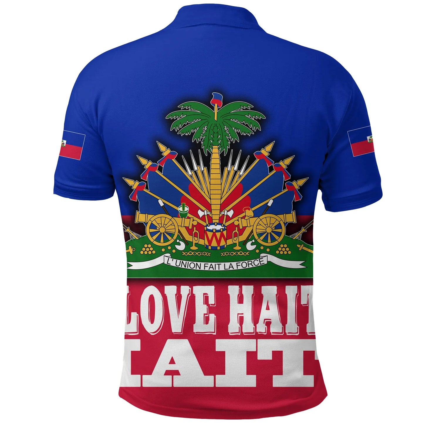 Haiti Polo Shirt Flag With Coat Of Arm Blue