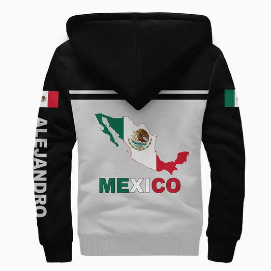 Custom Mexico Sherpa Hoodie Coat Of Arms Map Flag
