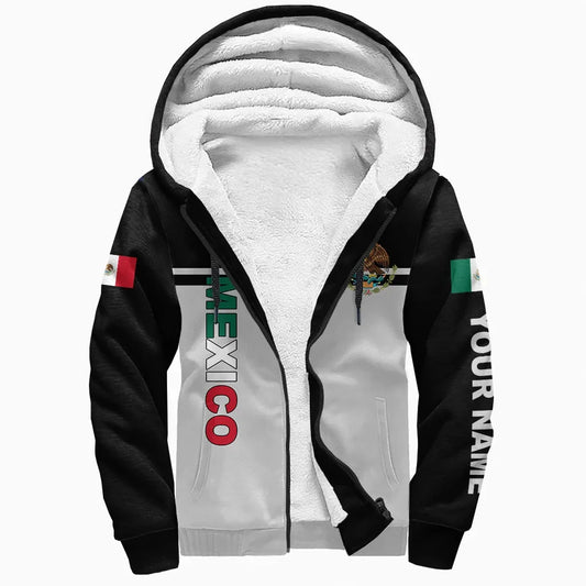 Custom Mexico Sherpa Hoodie Coat Of Arms Map Flag