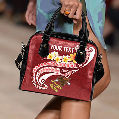 American Samoa Custom Personalised Shoulder Handbag As Seal Polynesian Patterns Plumeria