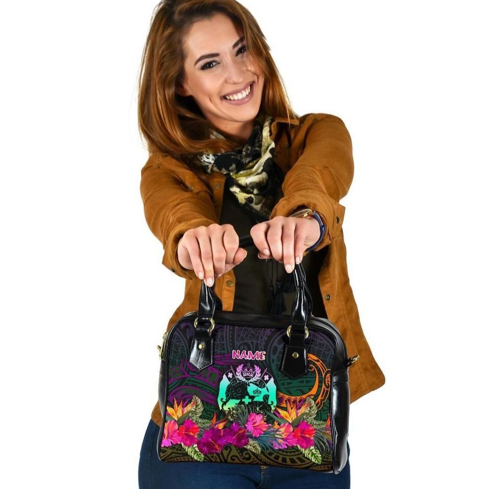 Tonga Polynesian Personalised Shoulder Handbag Summer Hibiscus