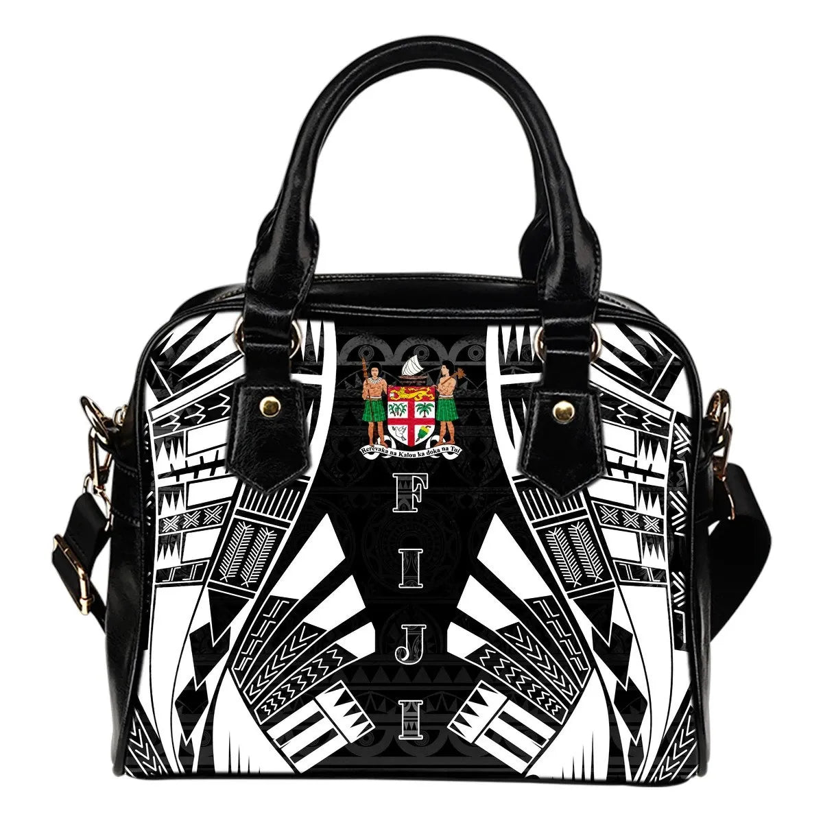 Fiji Shoulder Handbag Polynesian Tattoo Black 0