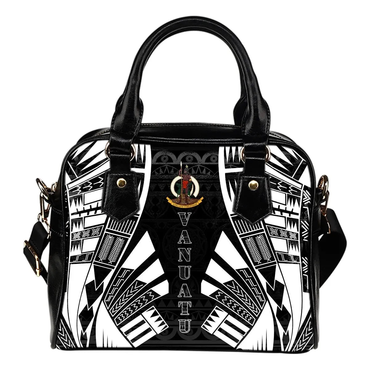 Vanuatu Shoulder Handbag Polynesian Tattoo Black 0