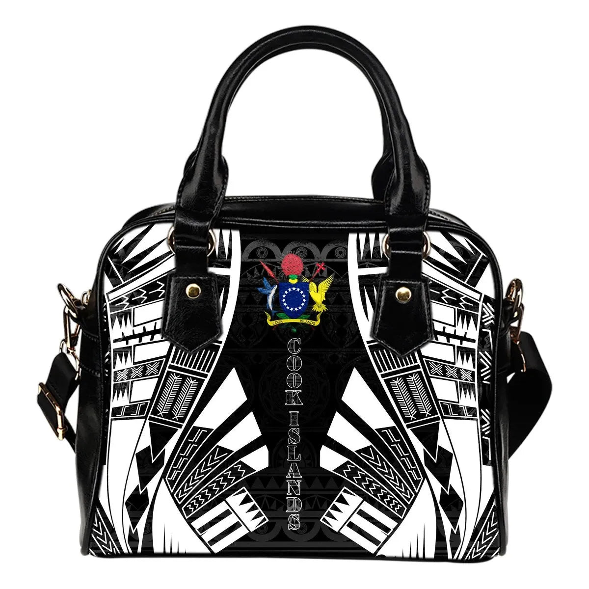 Cook Islands Shoulder Handbag Polynesian Tattoo Black 0
