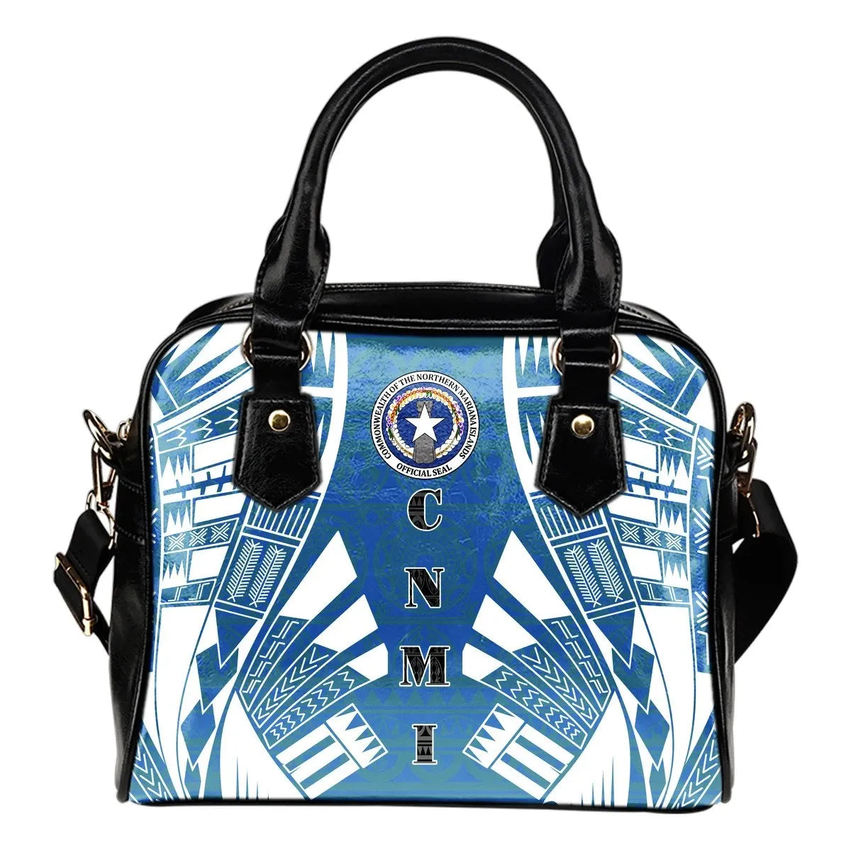 Northern Mariana Islands Shoulder Handbag Polynesian Tattoo Flag 0