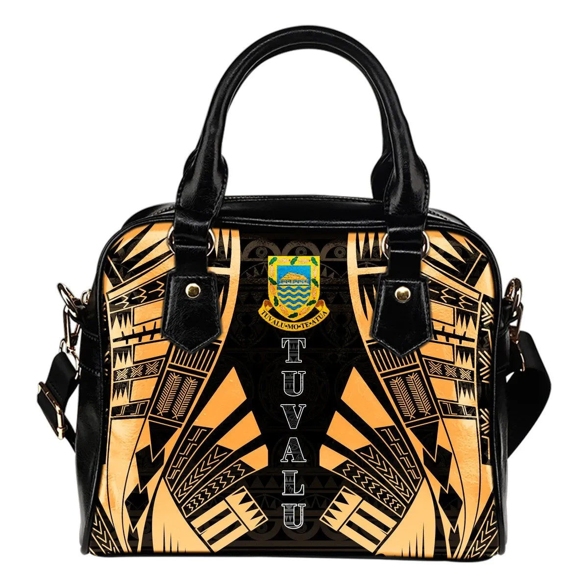 Tuvalu Shoulder Handbag Polynesian Tattoo Gold 0