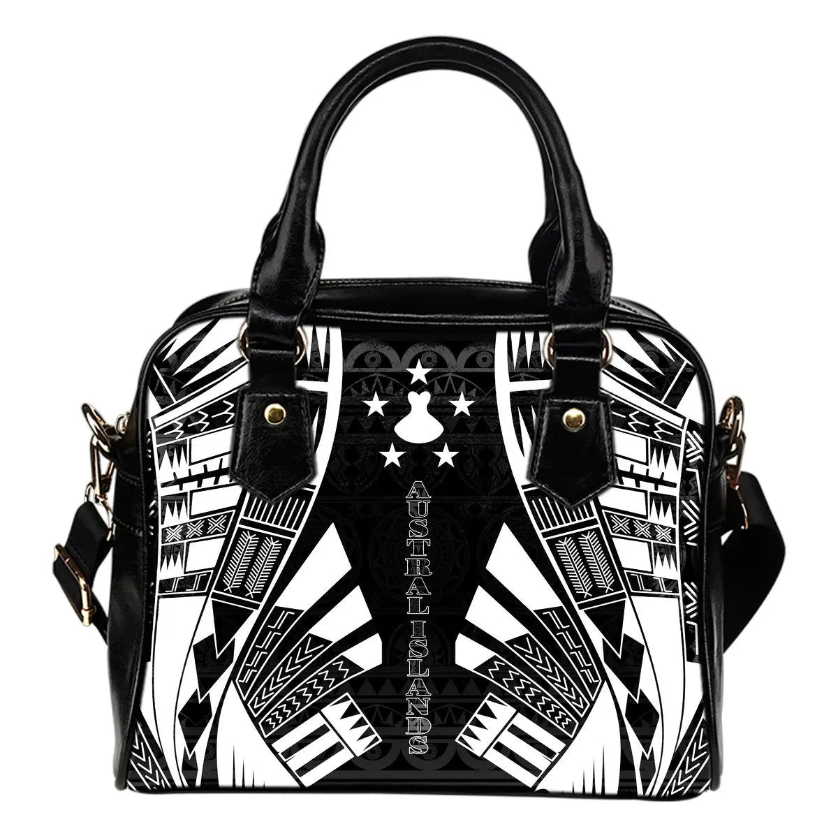 Austral Islands Shoulder Handbag Polynesian Tattoo Black 0