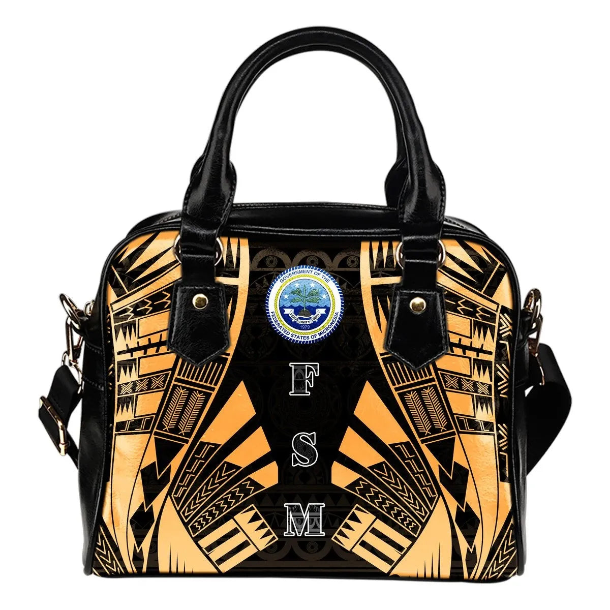 Federated States Of Micronesia Shoulder Handbag Polynesian Tattoo Gold 0