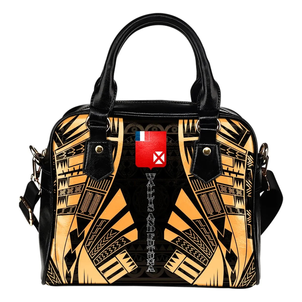 Wallis And Futuna Shoulder Handbag Polynesian Tattoo Gold 0