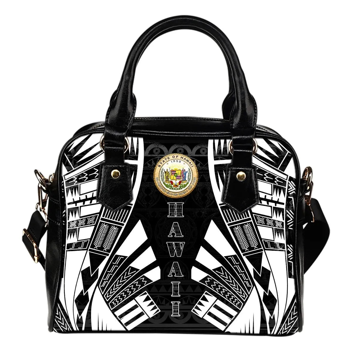 Hawaii Shoulder Handbag Polynesian Tattoo Black 0