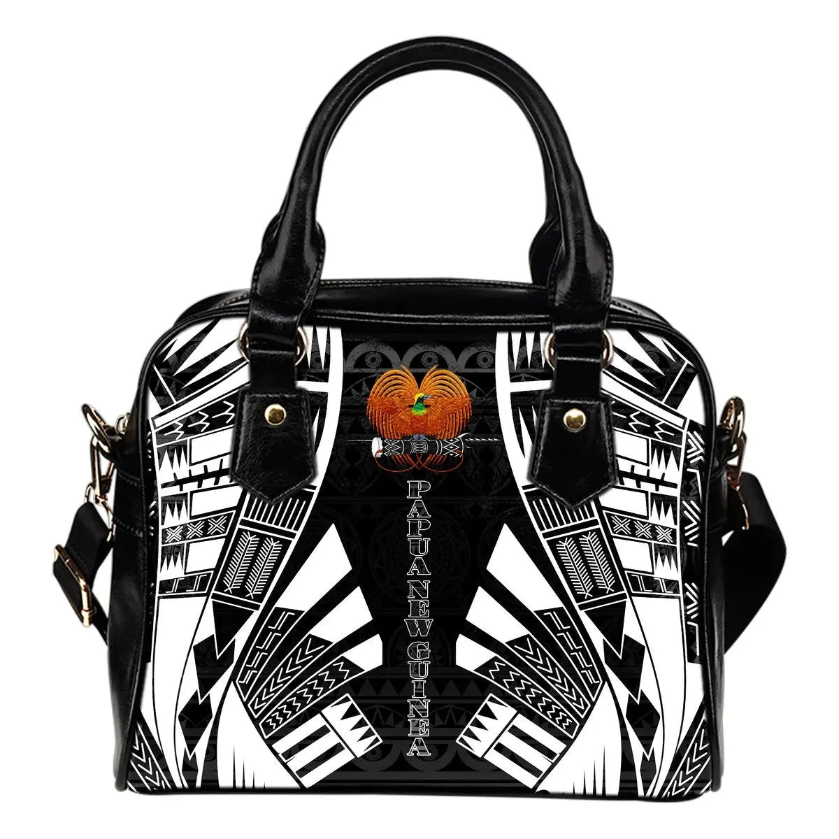 Papua New Guinea Shoulder Handbag Polynesian Tattoo Black 0