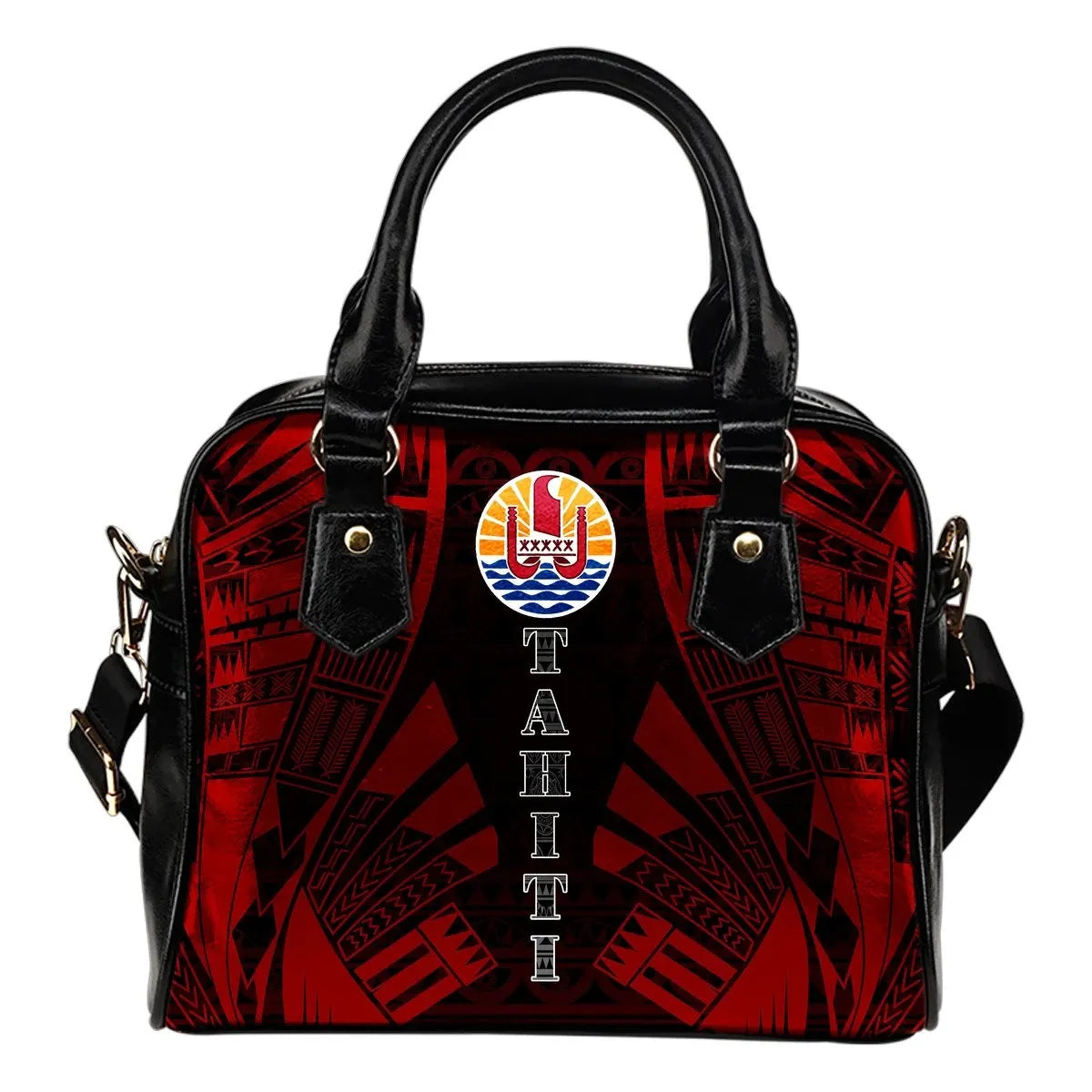 Tahiti Shoulder Handbag Polynesian Tattoo Red 0