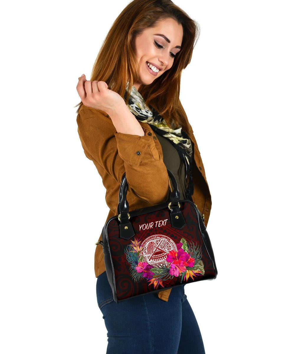 American Samoa Personalised Shoulder Handbag Coat Of Arm With Polynesian Patterns