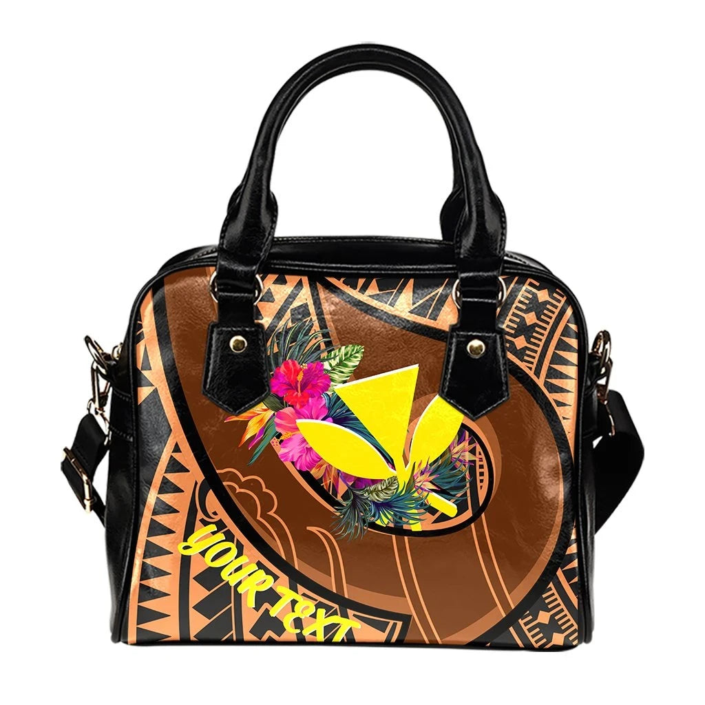 Hawaii Kanaka Maoli Personalised Shoulder Handbag Polynesian Hook And Hibiscus